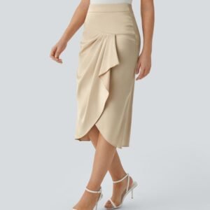 Falda midi satén plisada